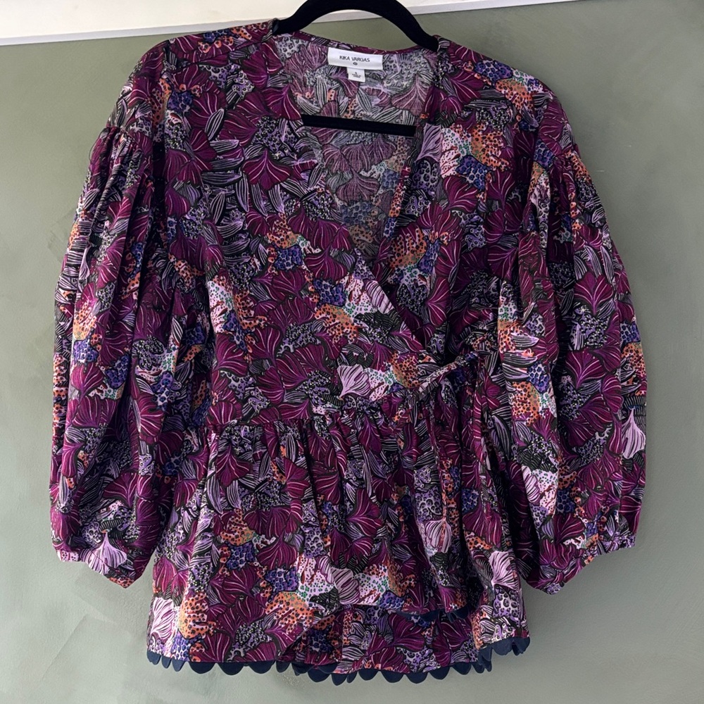 Target Multicolor Floral Wrap Blouse